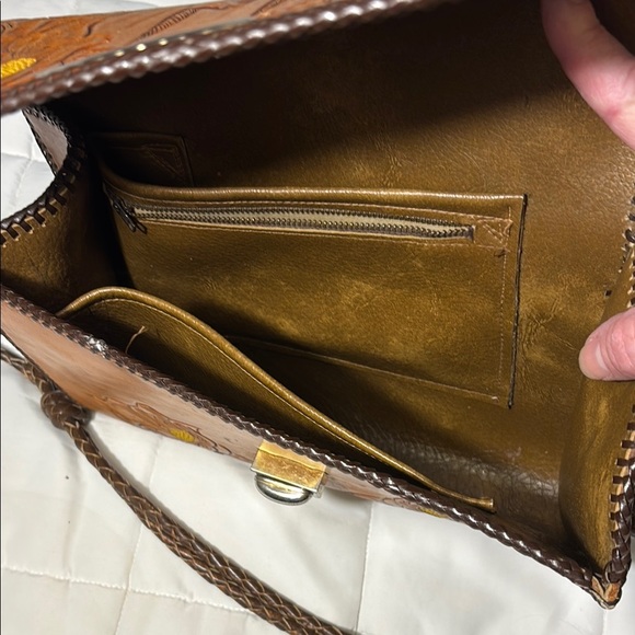 Tooled Leather Purse Shoulder Bag Horse Floral Adjustable Strap - Picture 7 of 9